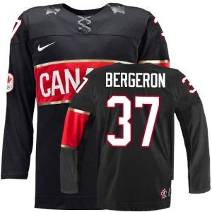 Olympic Hockey Patrice Bergeron Authentic Kinder Schwarz – Team Canada #37 3rd 2014